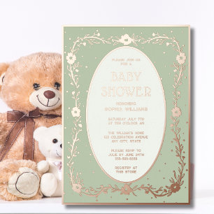 Baby Shower Invitations Foil Gender Neutral Floral
