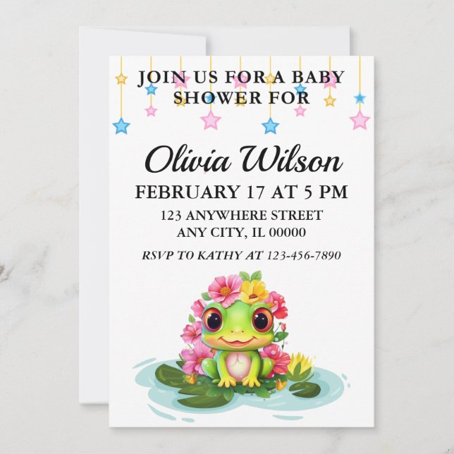 Baby Shower Invitations, Frog Theme Invitations (Front)