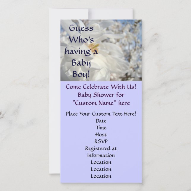 Baby Shower Invitations Guess who's Having a Boy! (Front)
