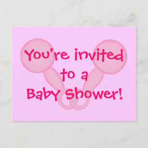Baby Shower Invitations Pink Baby Rattles Carte po