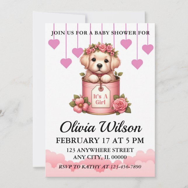 Baby Shower Invitations, Puppy Theme Invitations (Front)