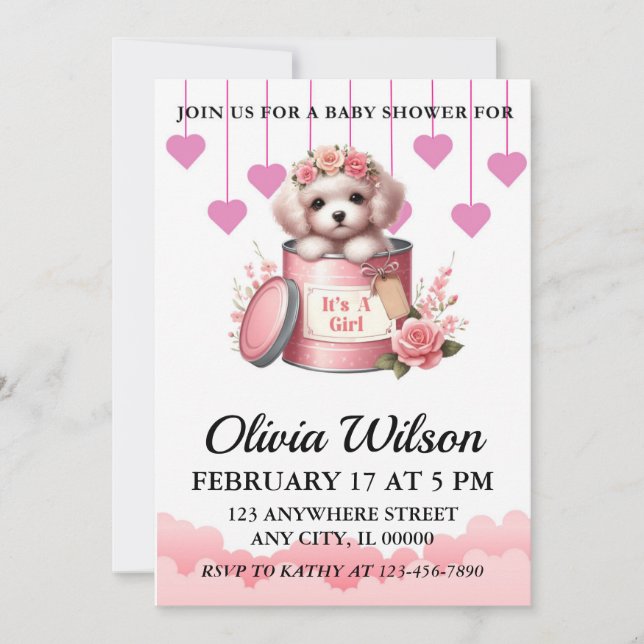 Baby Shower Invitations, Puppy Theme Invitations (Front)