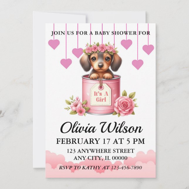 Baby Shower Invitations, Puppy Theme Invitations (Front)