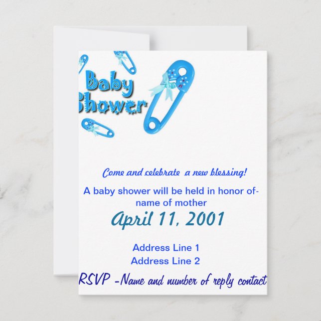 Baby Shower Invite-Boy Invitation (Front)