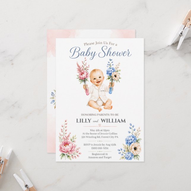 Baby Shower Invite for IVF Science Journey (Front/Back In Situ)