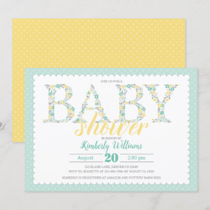 baby shower invite gender neutral green yellow