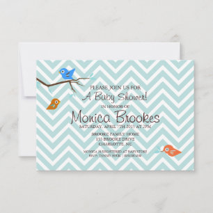 Baby Shower Invite   Little Birdie Chevron