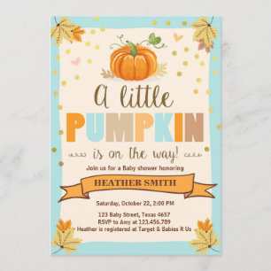 Baby Shower invite Little Pumpkin Blue Boy Fall