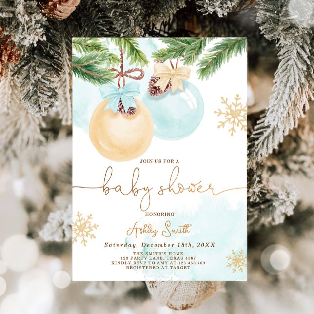 Baby Shower Invite Winter Christmas Blue Boy (Creator Uploaded)