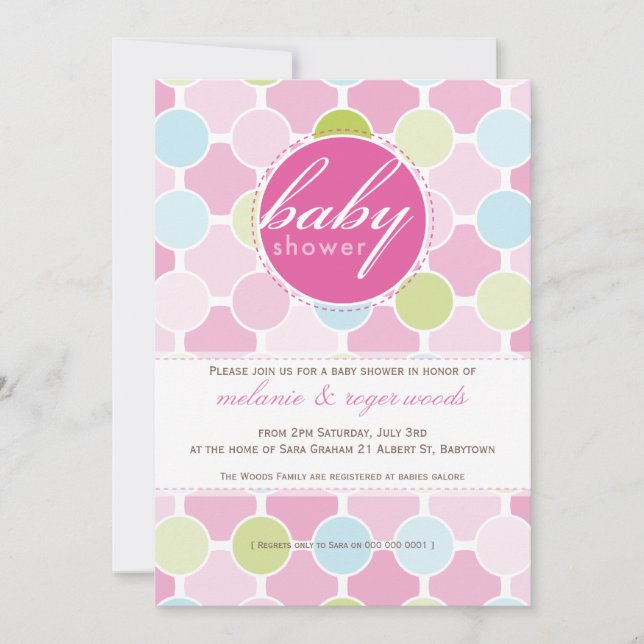 BABY SHOWER INVITES :: fizzy spots 9P (Front)