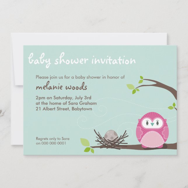 BABY SHOWER INVITES :: owl + nest 2L (Front)