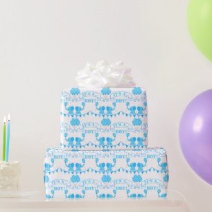 Baby Shower It’s A Boy Blue Elephant Wrapping Pape Paper