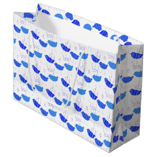  Baby Shower It’s A Boy Patterned Blue Birds Large Gift Bag