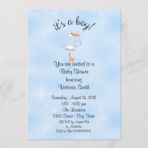 Baby Shower It's a Boy Baby Boy Stork Invitation