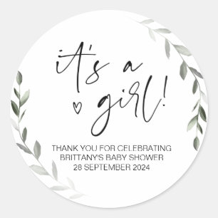 Baby Shower It's a Girl Mom To Be Party Favor Classic Round Sticker