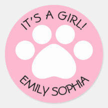 Baby Shower - It's a Girl - Paw Print Theme