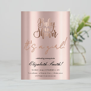 Baby Shower - It's a Girl, Rose Gold Foil Invitati