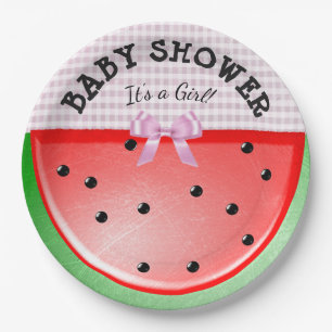 Baby Shower Its a Girl Watermelon Pink Plates