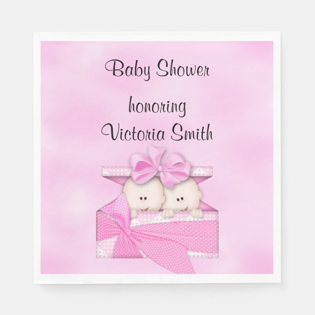 Baby Shower It's Twins Girl Napkin (Front)
