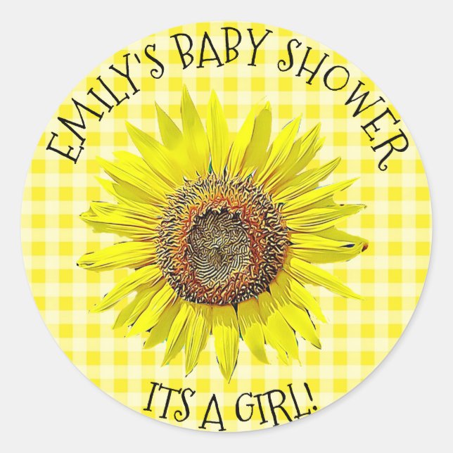 Baby shower ITS UNE FILLE Stickers Tournesol (Devant)