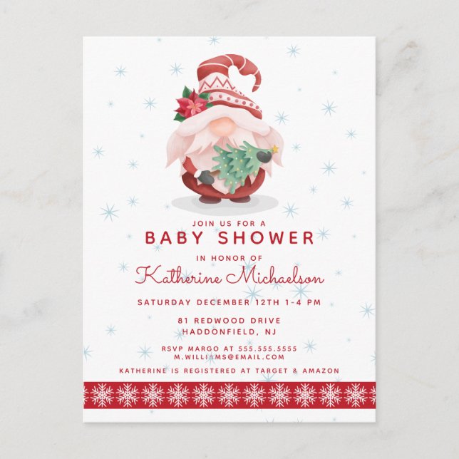 Baby shower | Joyeux Noël Plaid Gnome Carte postal (Devant)