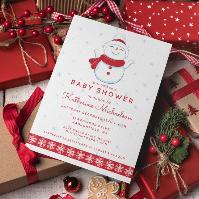Baby shower | Joyeux Noël Snowman Invitation (Créateur téléchargé)