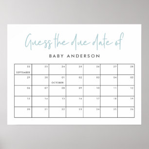 Baby shower jumeau bleu moderne poster de typograp