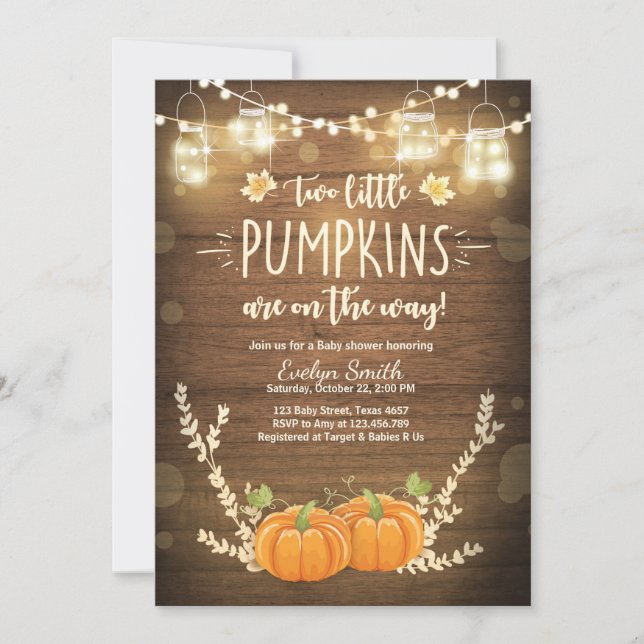 Baby shower jumeau invitation Little Citrouilles A (Devant)