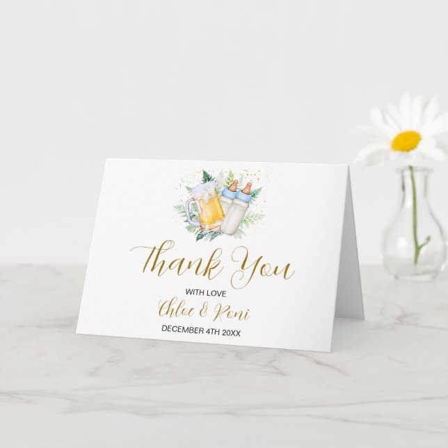 Baby shower jumeaux Carte de remerciements plié (Petite plante)