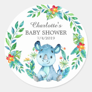 Baby shower Jungle Rhino Merci Favoriser Sticker