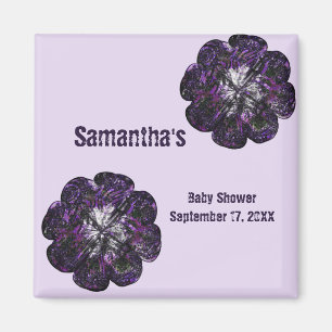 Baby Shower Keepsake Purple Flowers Baby Girl Magnet