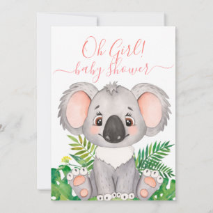  Baby Shower Koala Jungle Watercolor Invitation