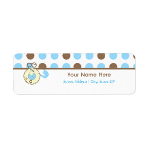 Baby Shower Label - Blue Diaper Pink & Polka Dots