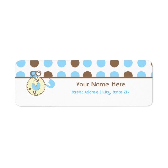 Baby Shower Label - Blue Diaper Pink & Polka Dots Return Address Label