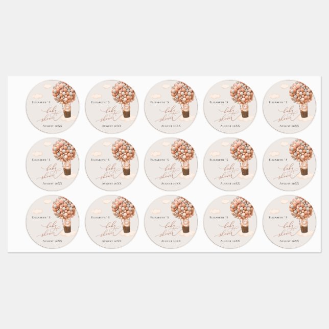 Baby Shower Label Brown Bear Balloons BearlyWait!  (Sheet)