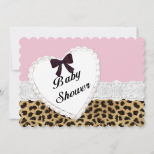 Baby shower Lace Léopard Invitation