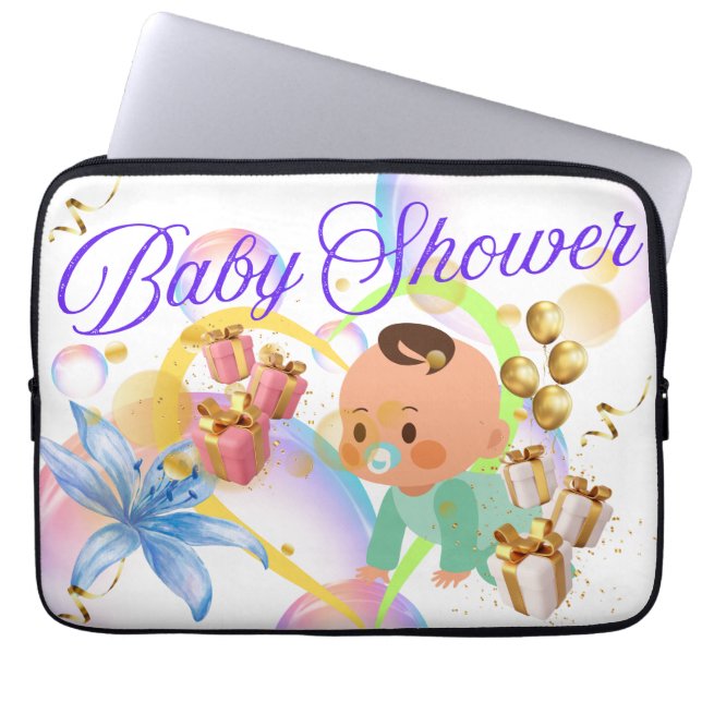 Baby Shower Laptop Sleeve (Front)