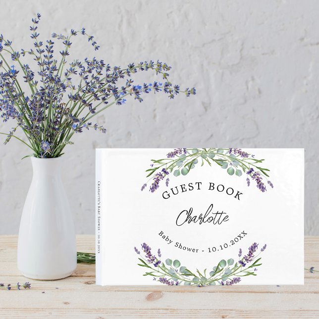 Baby Shower lavender violet florals eucalyptus Guest Book (Creator Uploaded)
