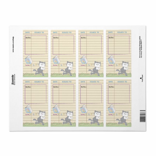 Baby Shower Library Book Bookplate Sheet of 8/Blue (Full Sheet)