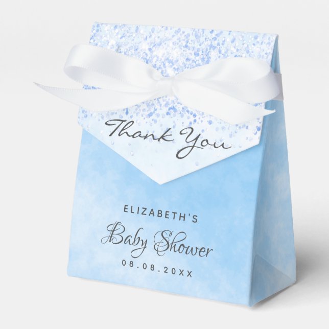Baby Shower light blue boy thank you Favor Box (Front Side)