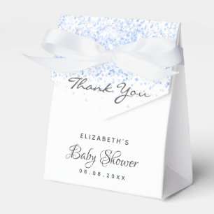 Baby Shower light blue glitter boy thank you Favor Box