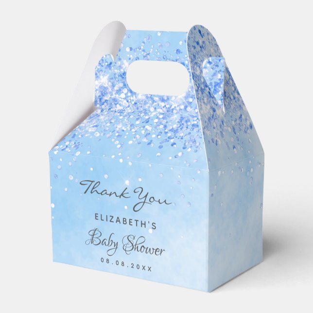 Baby Shower light blue glitter dust boy thank you  Favor Box (Front Side)