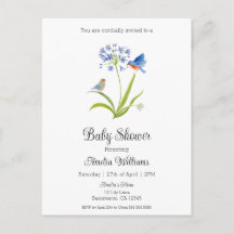Baby Shower Lily with Bluebird Mother and Baby 