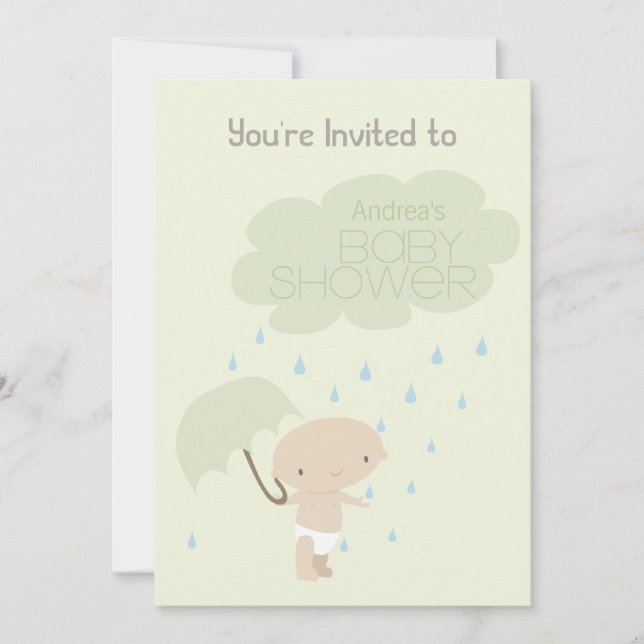 Baby Shower LIME Rain Custom Party Invitation (Front)