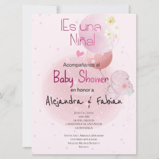 BABY SHOWER LINDO HIPO. PARA BEBÉ NIÑA INVITATION