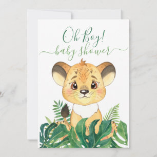  Baby Shower Lion Cub Jungle Watercolor Invitation