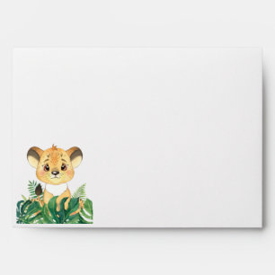Baby Shower Lion Jungle Watercolor Envelope