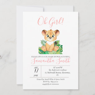 Baby Shower lion Jungle Watercolor  Invitation
