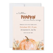 Baby Shower Little Pumpkin Fall Invitation
