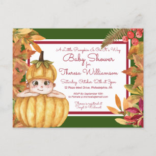 Baby Shower Little Pumpkin Invitation Postcard